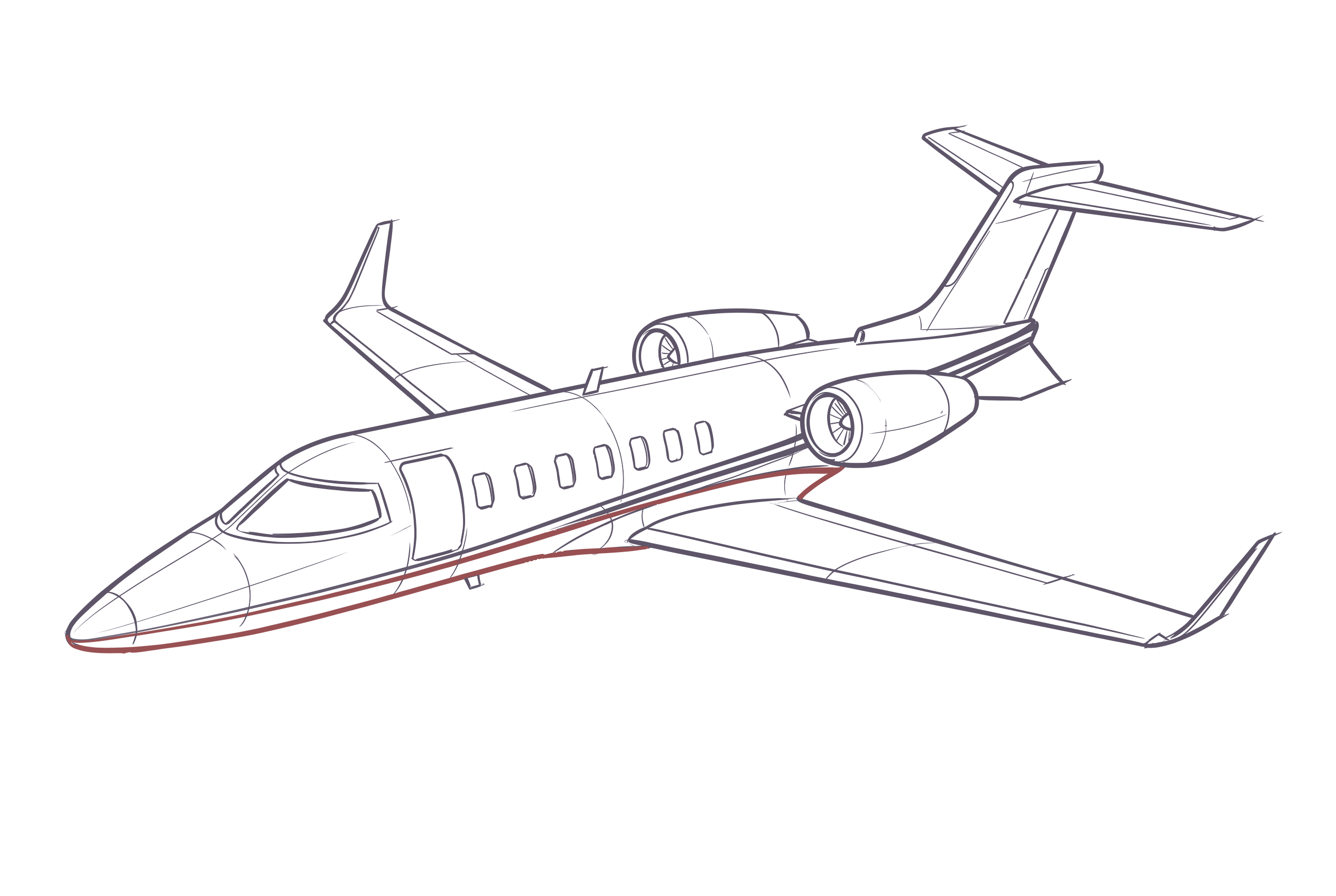 Learjet 75 line illustration